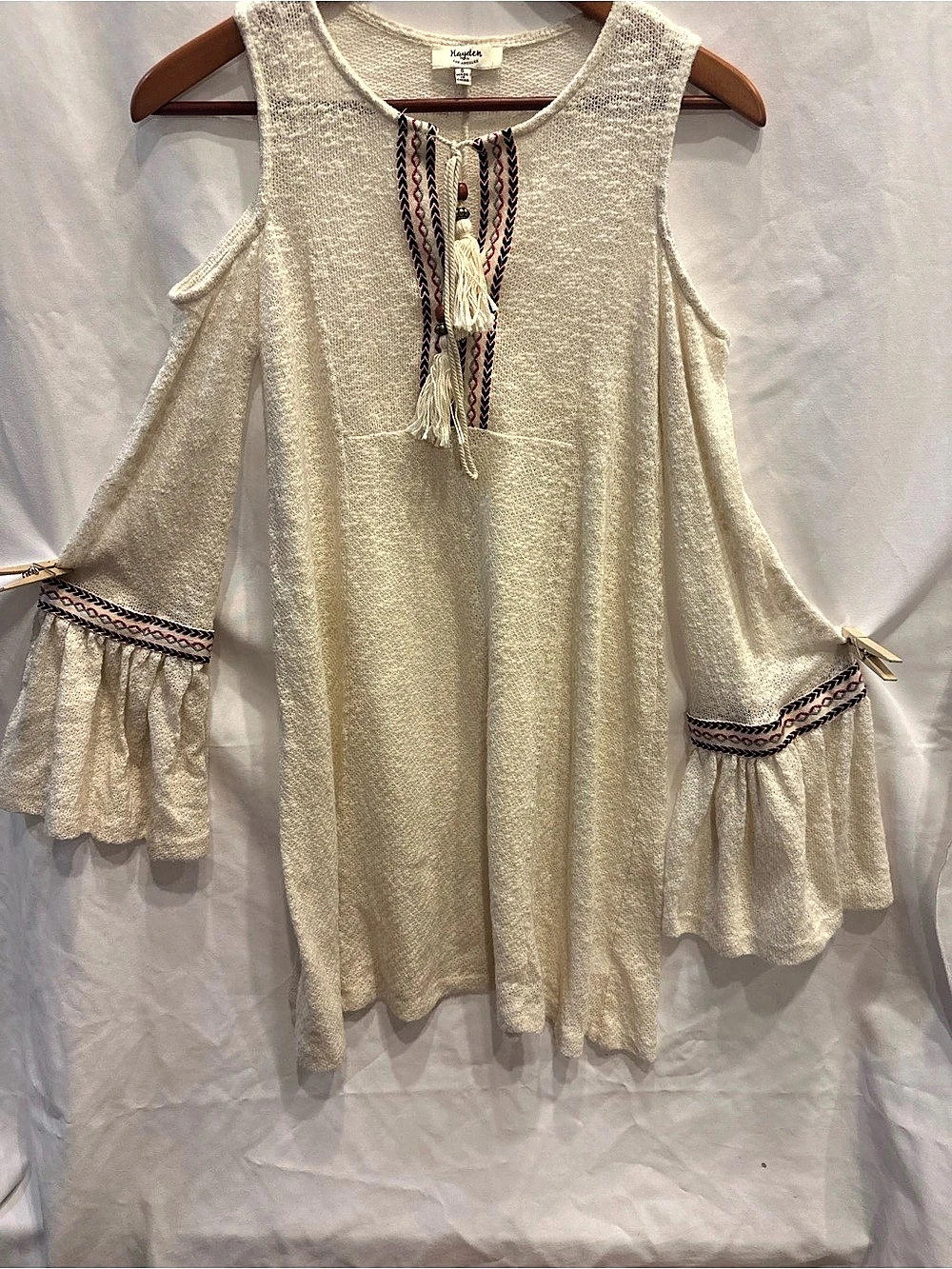 Hayden Cotton Blend Mini Dress in Cream Small